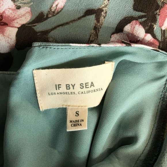 If By Sea Puff Sleeve Mint Floral Side Tie Dress size Small - Picture 10 of 14